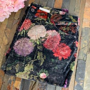 PILCRO Floral Velvet High-Rise Skinny Ankle Jeans